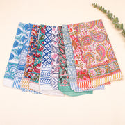 Set of 10 - Block Print Bandanas, Stylish Western Scarf, Sustainable Handmade Headband, Pure Cotton Bohemian Bandanas, Trendy Bandana Scarf